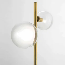 Il Fanale Designer Stehlampen-Wohnzimmer-Stehlampe mit 2 Lichtern aus natürlichem Messing und Glas - Molecola von