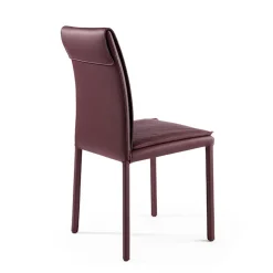 Viadurini Living Design Stühle-Wohnzimmerstuhl aus burgunderrotem Leder und Stahl, hergestellt in Italien – Cat