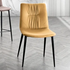 Viadurini Living Moderne Stühle-Wohnzimmerstuhl aus Faserstoff mit Ledereffekt und Metall Made in Italy - Gohan