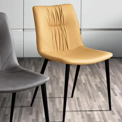 Viadurini Living Moderne Stühle-Wohnzimmerstuhl aus Faserstoff mit Ledereffekt und Metall Made in Italy - Gohan