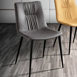 Viadurini Living Moderne Stühle-Wohnzimmerstuhl aus Faserstoff mit Ledereffekt und Metall Made in Italy - Gohan