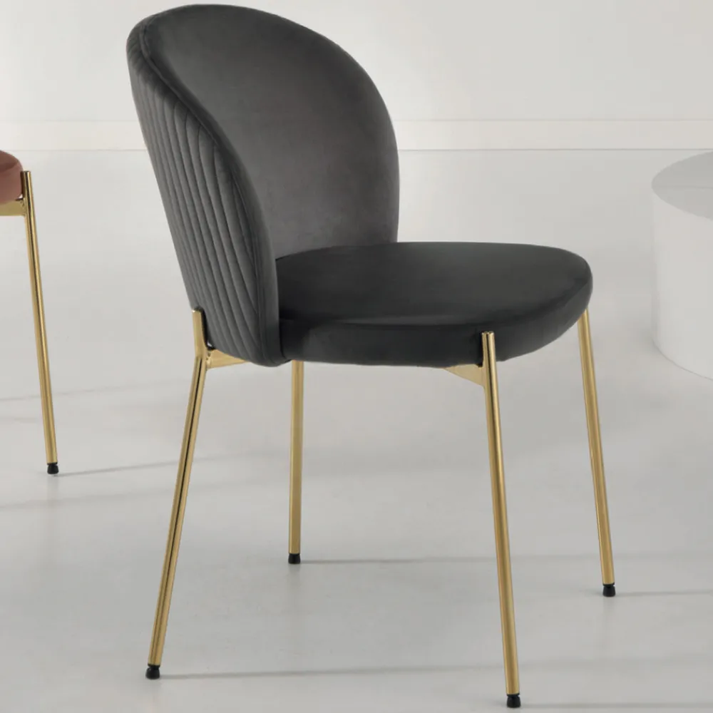 Viadurini Living Moderne Stühle-Wohnzimmerstuhl aus gepolstertem Samt und goldenem Metall 4 Stück - Assunta