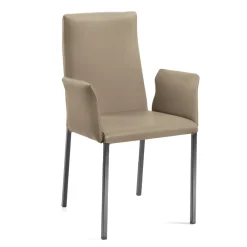 Viadurini Living Design Stühle-Wohnzimmerstuhl mit Armlehnen aus Leder in der Farbe Asche, hergestellt in Italien – Garten