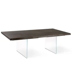 Viadurini Living Esstische-Wohnzimmertisch aus Eichenfurnier und Sockel aus gehärtetem Glas – Nicofisso