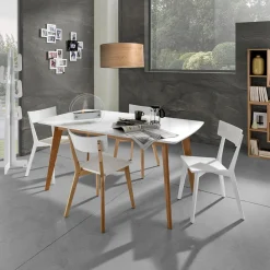 Viadurini Living Esstische-Wohnzimmertisch mit MDF-Platte und Holzsockel – Silber