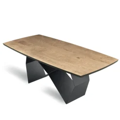 Viadurini Living Esstische-Wohnzimmertisch 200x100 aus Eichenfurnier und Metall - Cross