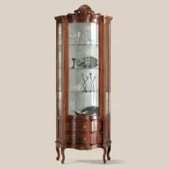 Viadurini Classic Vitrinen-Wohnzimmervitrine 1 Tür und 2 Holzschubladen Made in Italy - Leonor