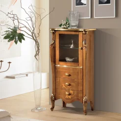 Viadurini Classic Vitrinen-Wohnzimmervitrine mit 1 Glastür und 3 Schubladen Made in Italy - London