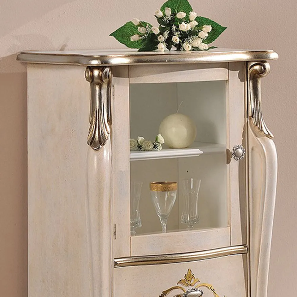 Viadurini Classic Vitrinen-Wohnzimmervitrine mit 1 Glastür und 3 Schubladen Made in Italy - London