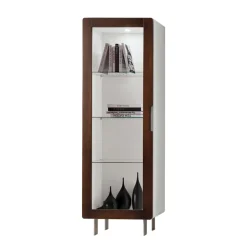 Viadurini Living Vitrinen-Wohnzimmervitrine mit 1 Tür in Weiß und Canaletto-Finish, hergestellt in Italien – Gerd