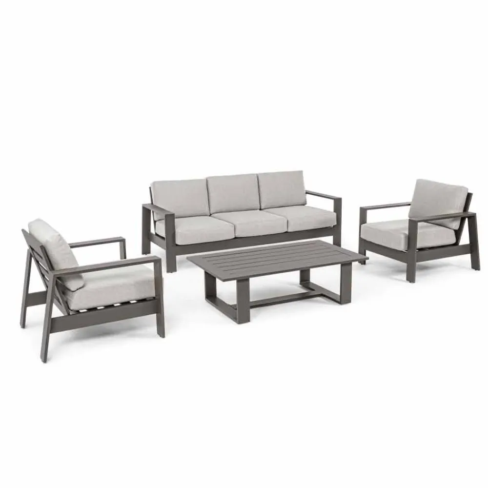 Viadurini in the Garden Gartensofas-Wohnzimmerzusammensetzung im Freien in Aluminium mit Stoffkissen - Yoshi