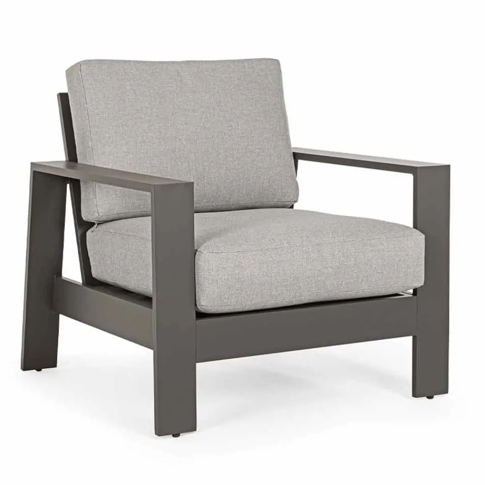 Viadurini in the Garden Gartensofas-Wohnzimmerzusammensetzung im Freien in Aluminium mit Stoffkissen - Yoshi