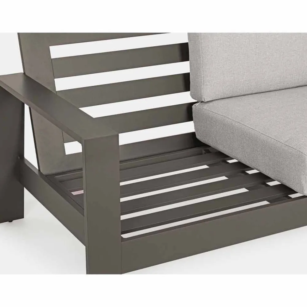 Viadurini in the Garden Gartensofas-Wohnzimmerzusammensetzung im Freien in Aluminium mit Stoffkissen - Yoshi