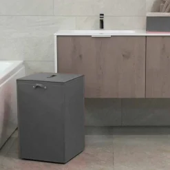 Limac Design Wäschekörbe-Wäschekorb aus Leder mit quadratischer Basis David, made in Italy