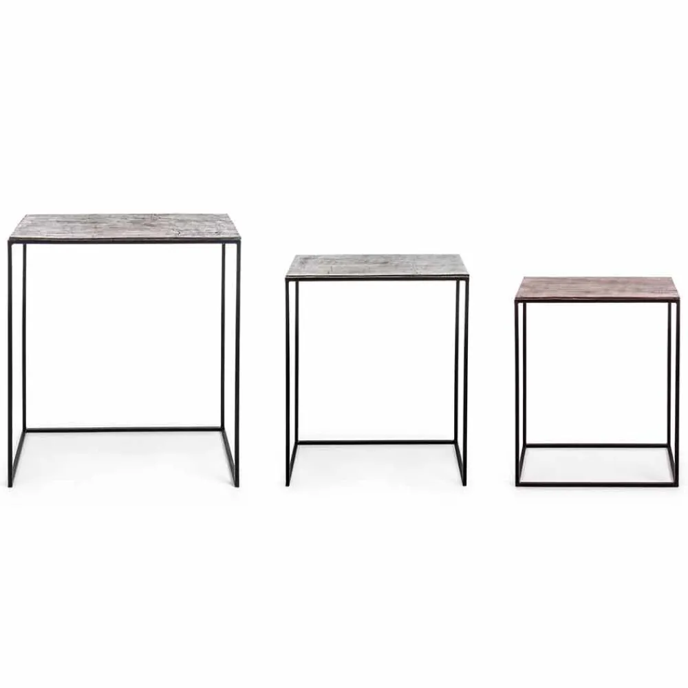 Viadurini Living Moderne Couchtische-Zusammensetzung 3 Couchtische aus Aluminium und Stahl Homemotion - Salvio