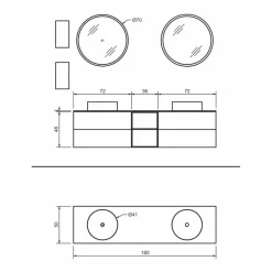 Viadurini Bathroom Badmöbel Hängend-Zusammensetzung 5 Hängende Badezimmermöbel aus Holz und Kristall Made in Italy - Renga