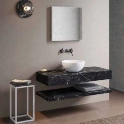 Viadurini Bathroom Badmöbel Hängend-Zusammensetzung 3 Hängende Badezimmermöbel aus Feinsteinzeug Made in Italy - Ramina