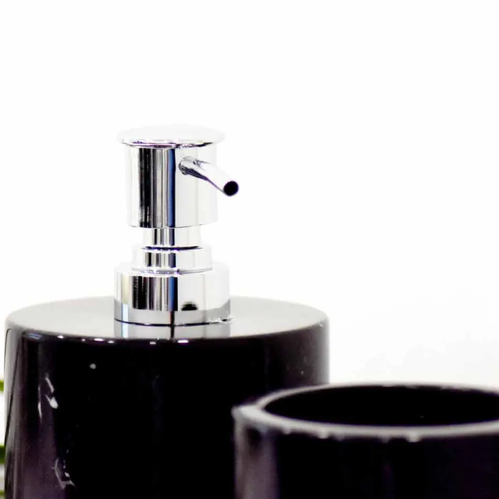 Viadurini Bathroom Badzubehör-Zusammensetzung von 3 Badezimmerzubehör aus poliertem Marmor Made in Italy - Trevio