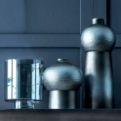 Viadurini Living Deko Vasen-Zusammensetzung von 3 dekorativen Vasen aus dekorierter Keramik und Rauchglas - Monile