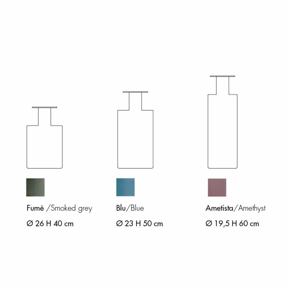 Viadurini Living Deko Vasen-Zusammensetzung von 3 dekorativen Vasen aus Rauchglas, Blau und Amethystglas - Infinity