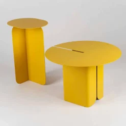 Viadurini Living Moderne Couchtische-Zusammensetzung von 2 modernen Couchtischen aus Stahl Made in Italy - Pappel