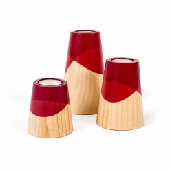 Viadurini Living Kerzenständer-Zusammensetzung von 3 modernen Kerzenhaltern aus massivem Kiefernholz - Weiß