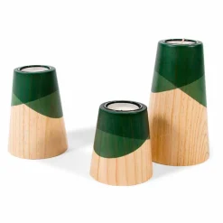 Viadurini Living Kerzenständer-Zusammensetzung von 3 modernen Kerzenhaltern aus massivem Kiefernholz - Weiß