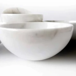 Viadurini Kitchen Küchenzubehör-Zusammensetzung von 4 Schalen aus weißem Carrara-Marmor Made in Italy - Cremina