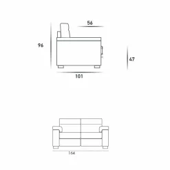Stile Relax Moderne Sofas-Zweisitzer-Sofa aus Stoff oder Kunstleder Design Lilia, made in Italy