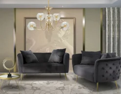 Viadurini Italian Sofas Moderne Sofas-Zweisitzer-Sofa in Designer-Samt, Holz- und Eisenstruktur - Renita