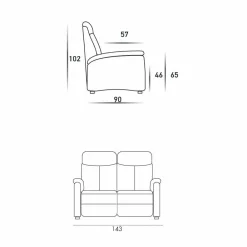 Stile Relax Moderne Sofas-Zweisitzer-Sofa modernes Design aus Leder/Kunstleder/Maulbeergewebe