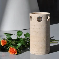 Viadurini Design Deko Vasen-Zylindrische Vase/Kerzenhalter aus Satinmarmor Made in Italy - Shoyo