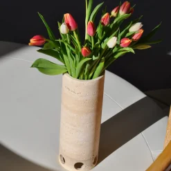 Viadurini Design Deko Vasen-Zylindrische Vase/Kerzenhalter aus Satinmarmor Made in Italy - Shoyo