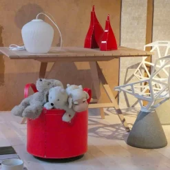 Firestyle Kaminholzständer Aus Leder Und Kunstleder-Zylindrischer Holzhalter aus regeneriertem Leder mit Tonda Rädern