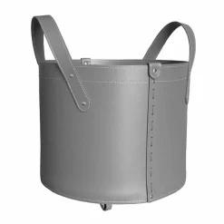 Firestyle Kaminholzständer Aus Leder Und Kunstleder-Zylindrischer Holzhalter aus regeneriertem Leder mit Tonda Rädern