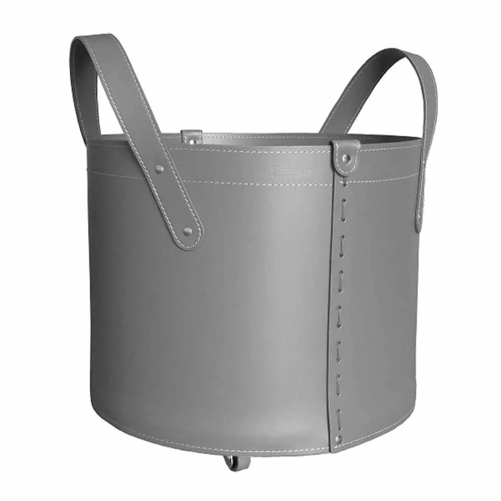 Firestyle Kaminholzständer Aus Leder Und Kunstleder-Zylindrischer Holzhalter aus regeneriertem Leder mit Tonda Rädern