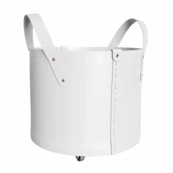 Firestyle Kaminholzständer Aus Leder Und Kunstleder-Zylindrischer Holzhalter aus regeneriertem Leder mit Tonda Rädern